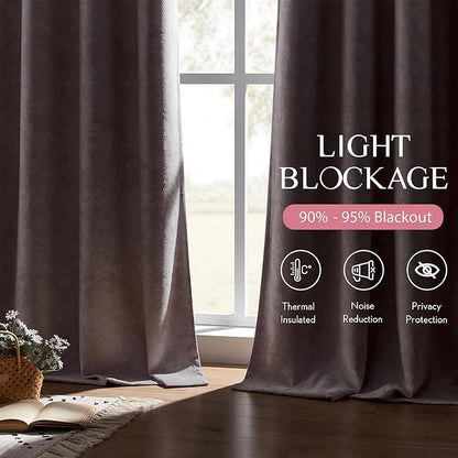 Beauoop Pink Floral Jacquard Blackout Curtains 72 Inches Long 2 Panels - Image 4