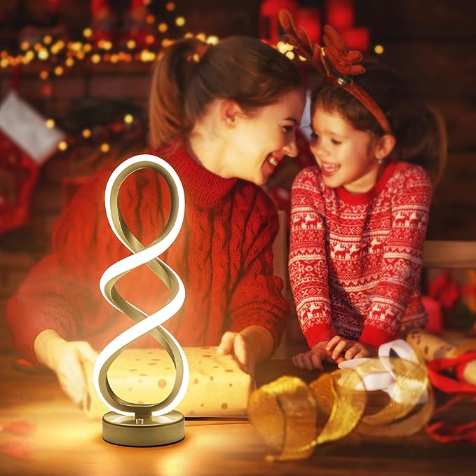 Modern Table Lamp, 7 Colors 10 Light Modes Spiral Design Table Lamp, Touch - Image 9