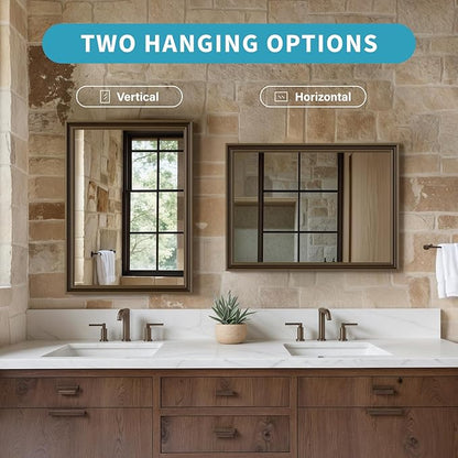 Retro Copper Effect Framed Wall Mirror, 24x32 Rectangle Mirror, - Image 7