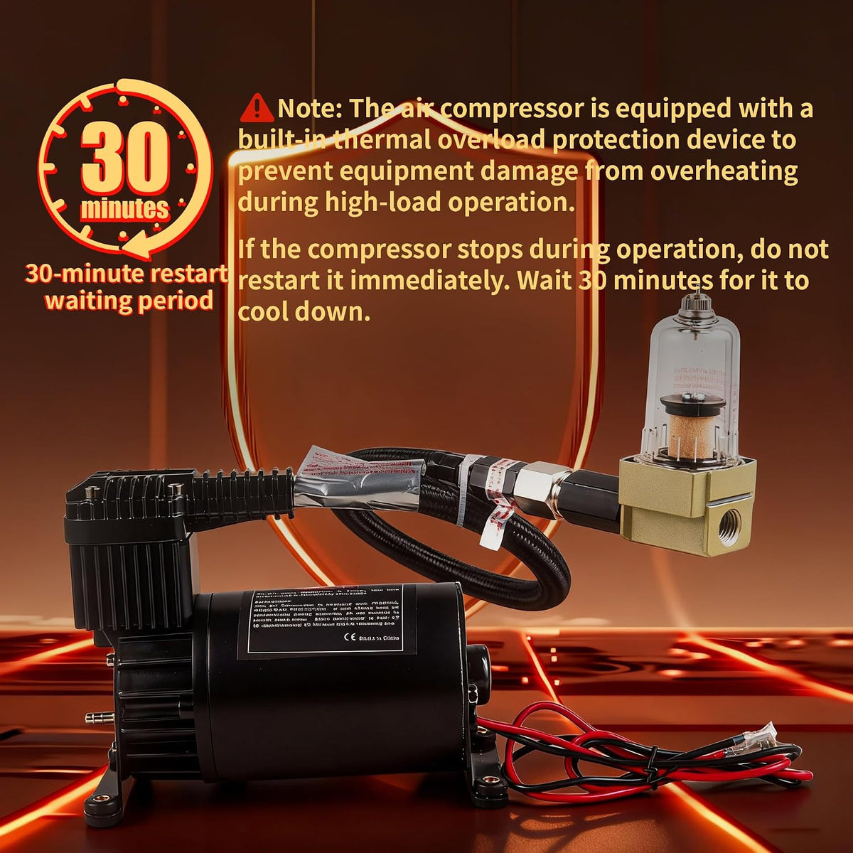 12V 150PSI Air Horn Suspension Compressor Kit 3/8 NPT Black
