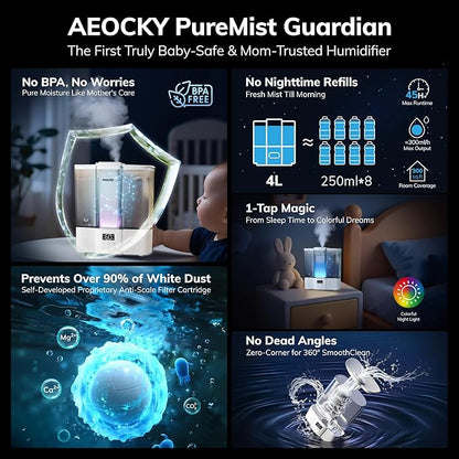 Geek-Level Aeocky Humidifier for Baby, Quiet Ultrasonic Humidifiers for Bedroom - Image 2