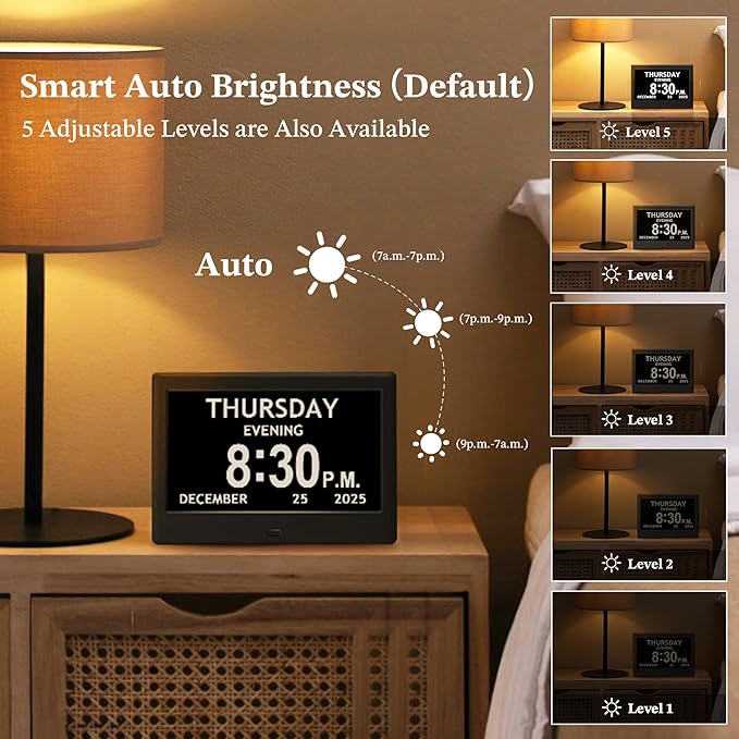 7'' Dementia Clock For Seniors, Large Display Digital Clock - Image 4