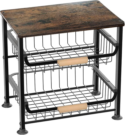 3-layer Kitchen Fruit Storage Basket Snack Rack, Countertop & Desktop Pull-out by NiuYichee