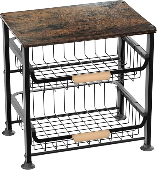 3-layer Kitchen Fruit Storage Basket Snack Rack, Countertop & Desktop Pull-out by NiuYichee