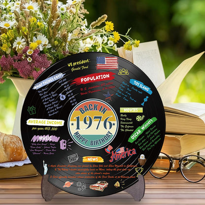 Holkcog Vinyl Record 50th Birthday Decoration, Back in 1976 Birthday Poster | 1976 Birthday Poster Sign With Stand, Vintage 50 Year Old Party Supplies for Men& Women, 50th Anniversary Class Reunion Gifts