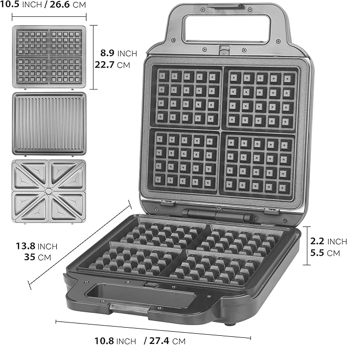 Belgian Waffle Maker with Removable Plates, Waflera Electrica, Large Waffle Iron - Image 8