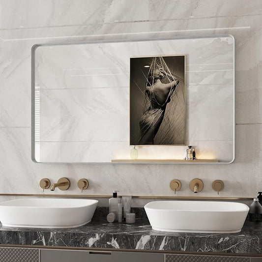 Siver Mirror for Bathroom Framed, Wall-Mounted Mirrors, Bathroom Mirrors Pair by protylctaster