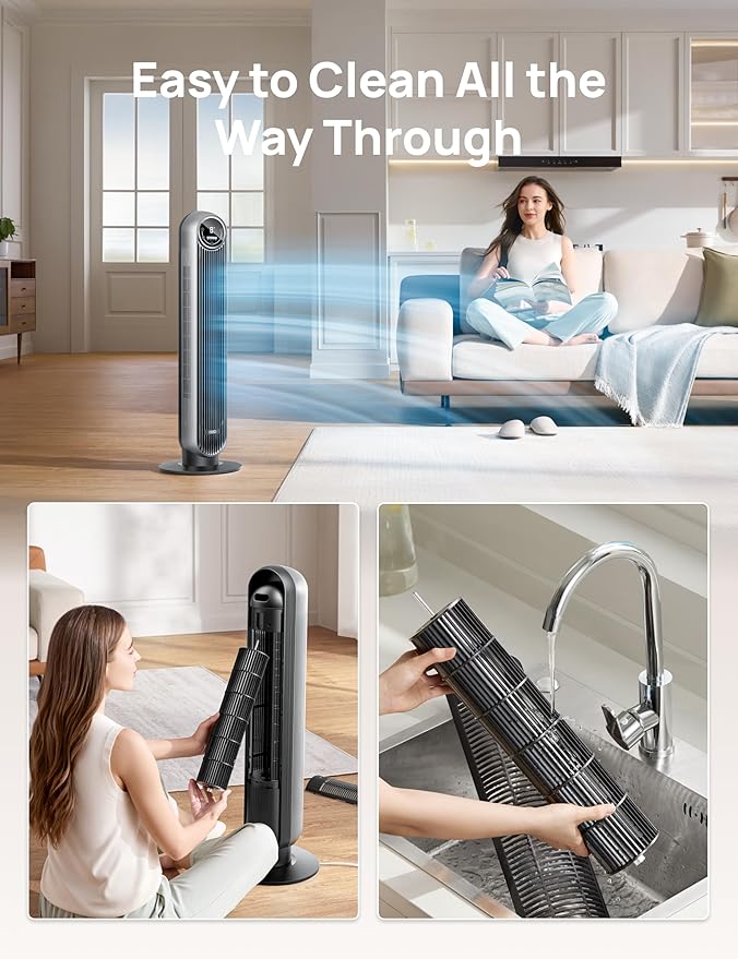 Dreo Tower Fan for Bedroom, 25ft/s Velocity Quiet Floor Fan, 90° Oscillating - Image 7