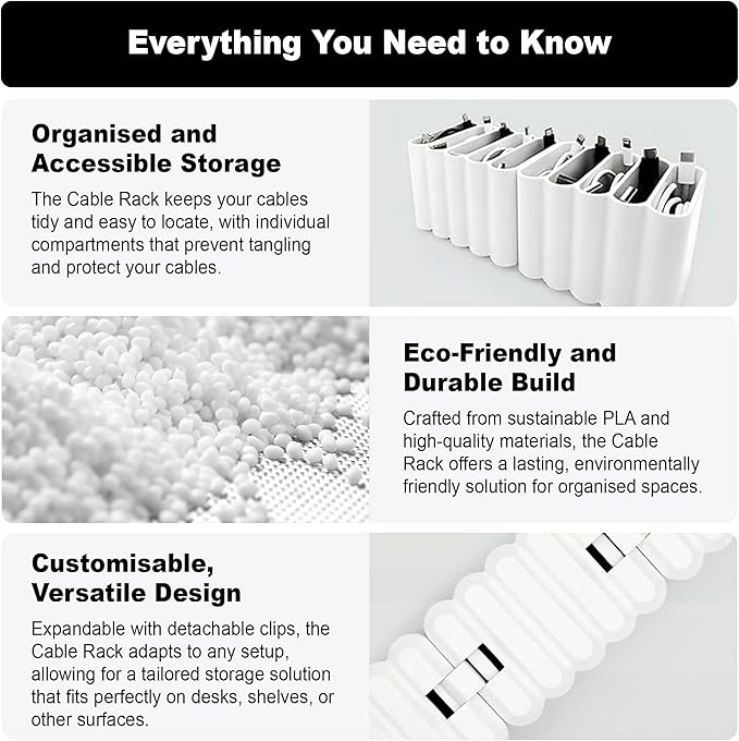 Cable Management Organizer Cord Management, Durable Plastic Connectable Cable - Image 7