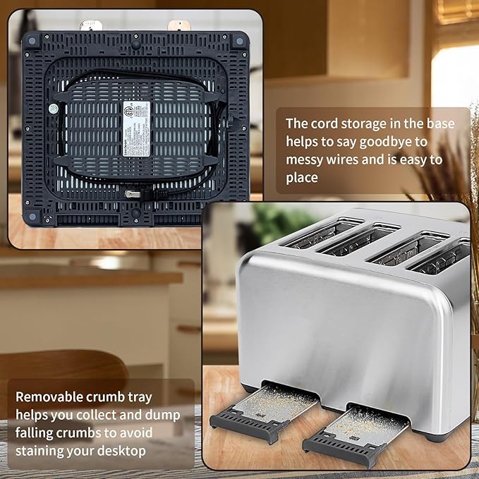 SEEDEEM Toaster 4 Slice, Stainless Toaster & Touch Control, LCD Display - Image 7