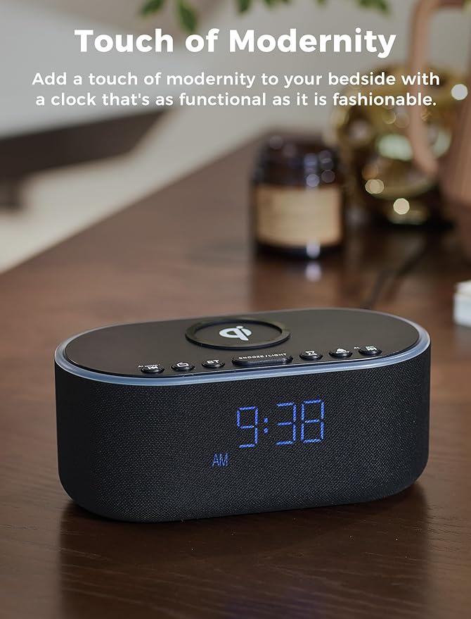 Odokee Wireless Charging Alarm Clock Radio: Qi Certified Fast Wireless Charger - Image 8