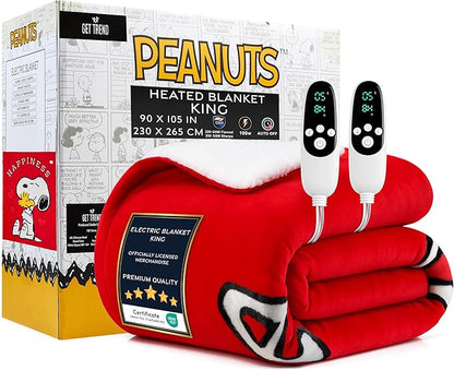 Peanuts Snoopy Heated Blanket Electric, King Size Luxurious Fleece Blanket by GetTrend