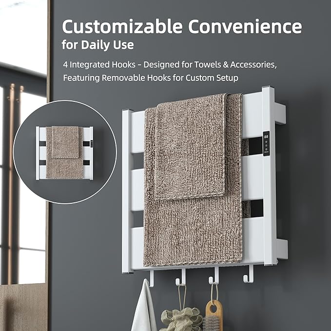 K&KALONZO Towel Warmer for Bathroom, Wall-Mounted Heated Towel Rack - Image 5