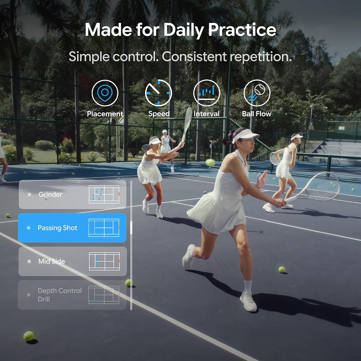 tero tennis ball machine, smart portable tennis robot, close-up detail