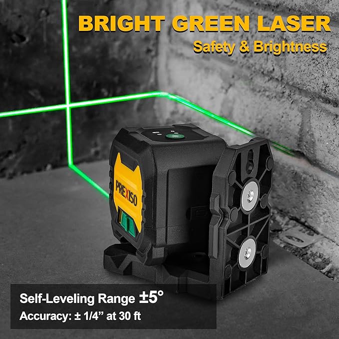 PREXISO Laser Level with 47 Inch Tripod, IP54 Rechargeable 65Ft Green Cross - Image 5