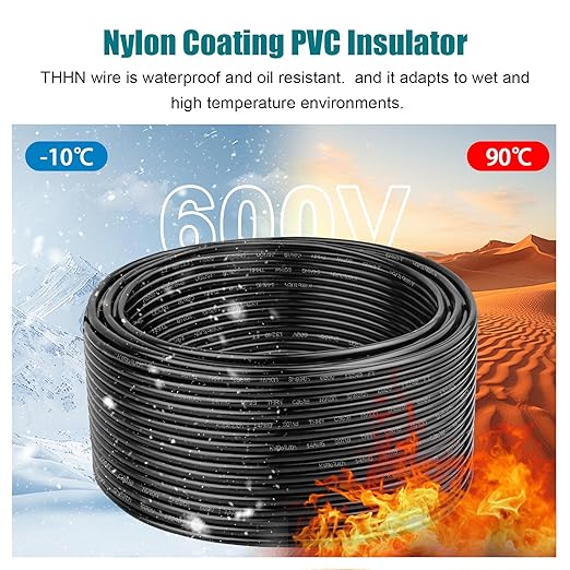 THHN Wire 10 Gauge 25 FT OFC Electrical Wire, 10 AWG Solid Copper Wire Rated up - Image 3