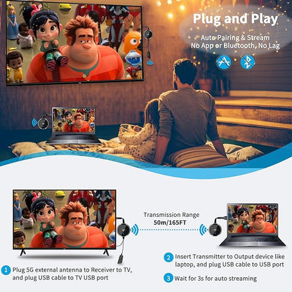 AIMIBO Wireless HDMI Transmitter and Receiver Kit 4K, Casting 2.4/5GHz Stable - Image 3