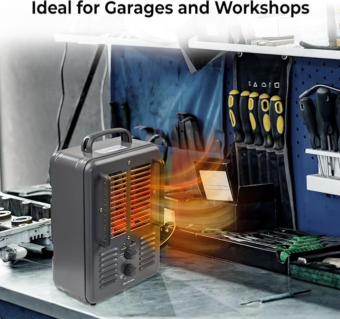 Comfort Zone Utility Space Heater, 1500W Electric Garage Heater - Image 2