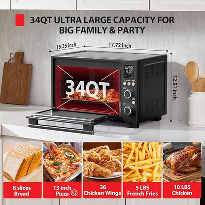 TOSHIBA ChefFry Air Fryer Toaster Oven Combo, 12-in-1 Convection Countertop Oven - Image 8