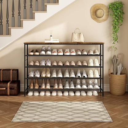 SUOERNUO Shoe Rack 5 Tier Shoe Storage Organizer Metal Mesh Shelves - Image 4