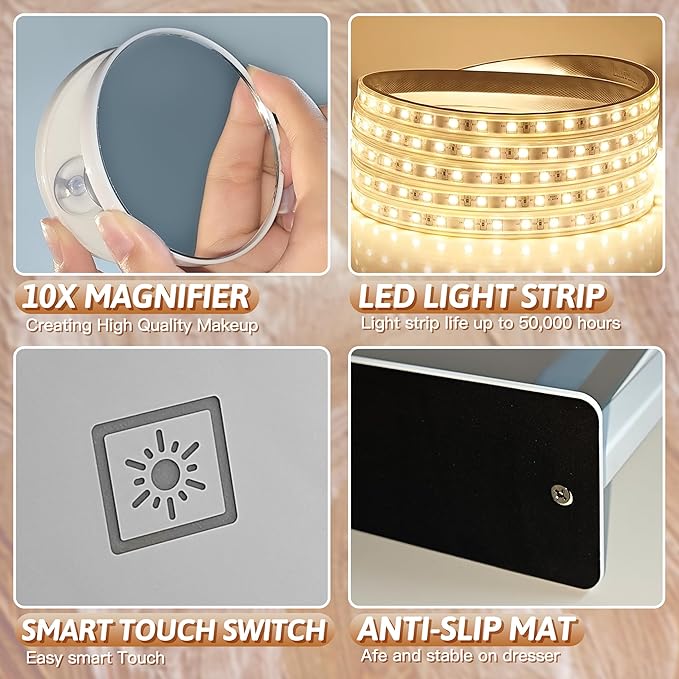 FENNIO Vanity Mirror with Lights, 3 Color Modes & Brightness Adjustable - Image 7