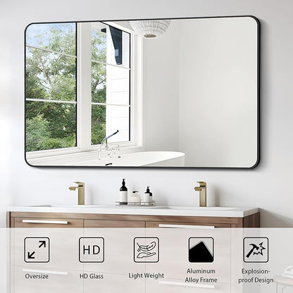 FORBATH Large Bathroom Mirror 36 x 55 Inches，Black Large Wall Mirror Aluminum - Image 7