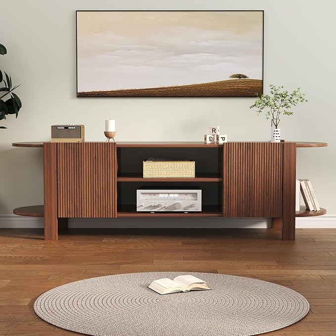 ZOSQUARE 65 Inch TV Stand for Up to 75 inch TVs, Fluted Entertainment Center - Image 6