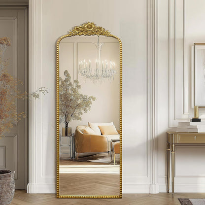 Full Length Mirror, 22x65 Baroque Style Vintage Mirror, Antique Metal Frame Wall Mirror, Traditional Art Home Decor for Living Room, Bedroom, Entryway,Retro Gold