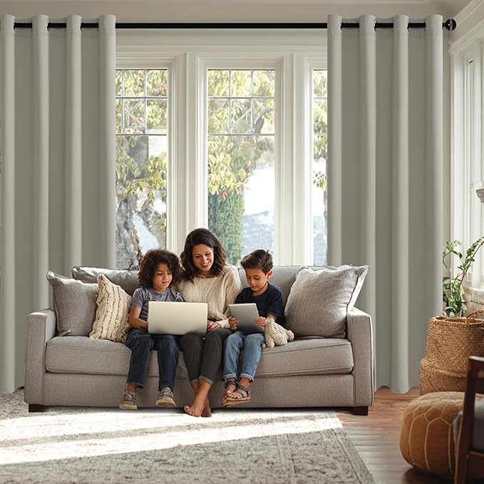 JIUZHEN Silver Grey Blackout Curtains - Image 3