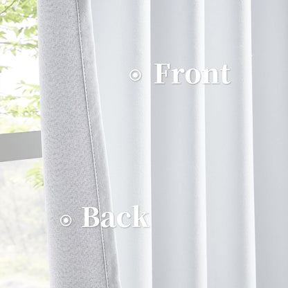 Full Blackout Curtains White 84 Inch Length, Heat and Full Light Blocking Thermal Insulated Shading Linen Panels for Nursery Living Room Back Tab Hook Belt 50 x 84 Inches Drop,2 Pieces