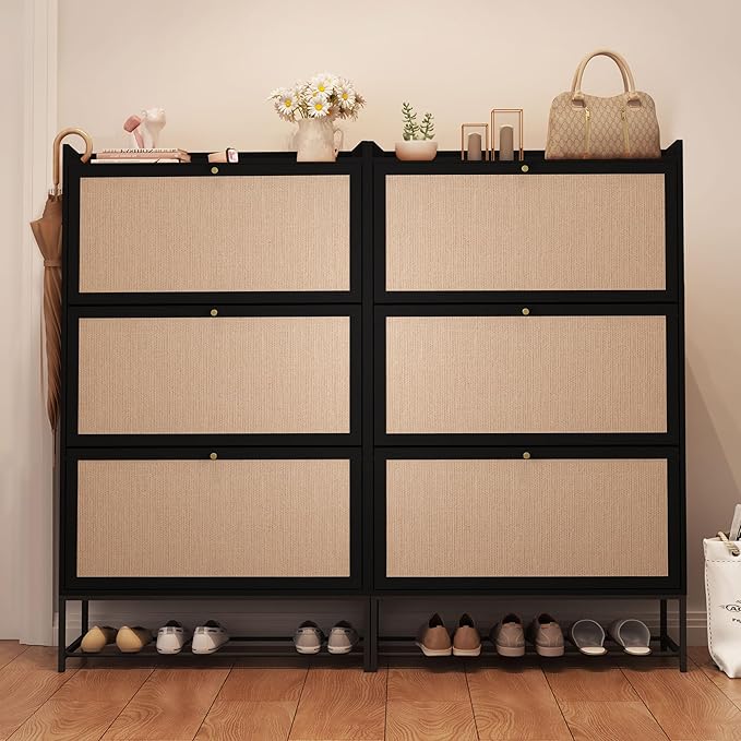 AVZEAR Shoe Cabinet, Shoe Cabinet Freestanding Tipping Bucket Shoe Rack - Image 8