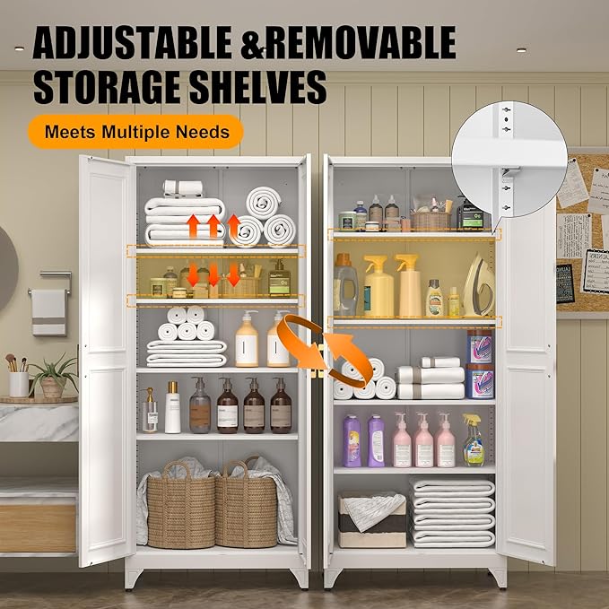 Kitchen Pantry Storage Cabinets, Utility Kitchen Cupboard, Large Steel Cabinets - Image 4