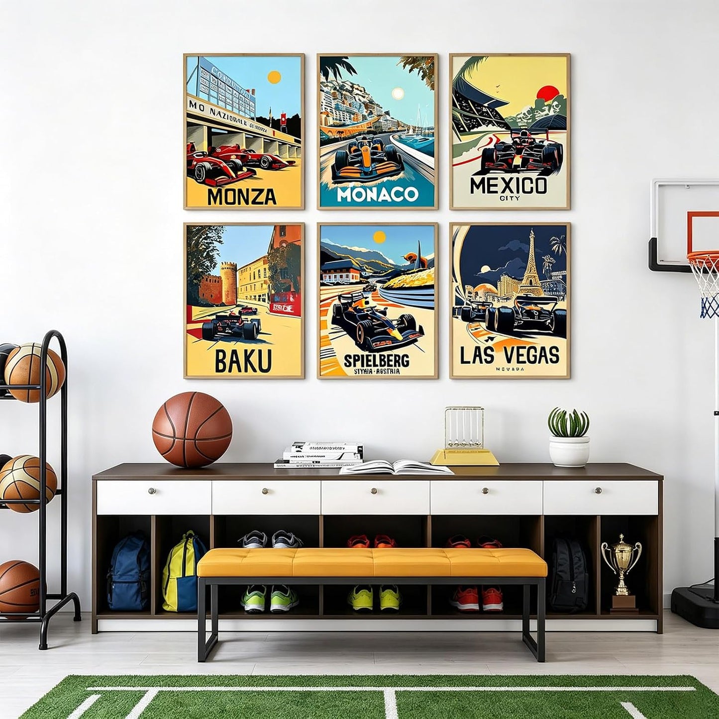 Tocliky F1 Poster Race Car Wall Art F1 Room Canvas Wall Decor Racing Posters Race Car Prints Vintage Racing Aesthetic Pictures Artwork for Boys Men Room Bedroom 8x10 Inch Unframed Set of 6