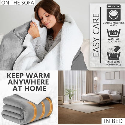 Heated Blanket Electric Luxurious Fleece Throw Blanket, 9 Heat Settings & 12H - Image 4