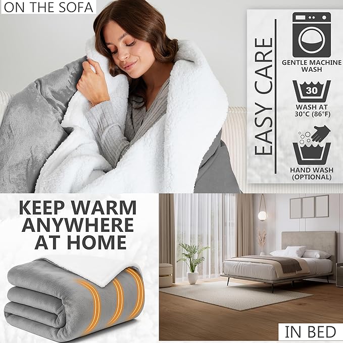 Heated Blanket Electric Luxurious Fleece Twin Blanket, 9 Heat Settings & 12H - Image 4