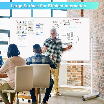 maxtek Rolling Whiteboard 72x48, Large Double-Sided White Board Dry Erase on - Image 7