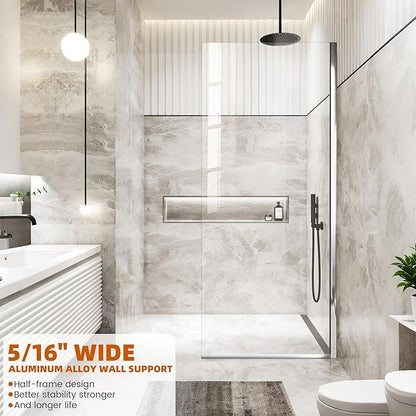 Shower Glass Panel 34" W x 74" H, Fixed Shower Screen - Image 3