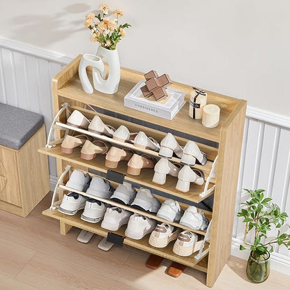 Narrow Shoe Cabinet with 2 Flip Drawers - Image 4