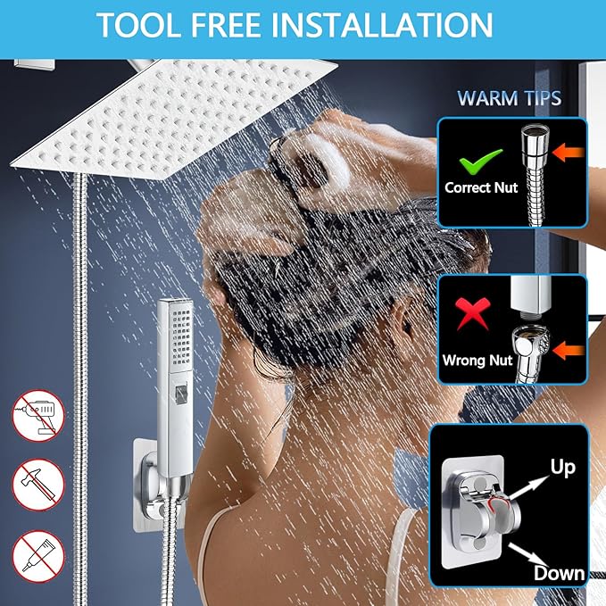Dual Shower Heads with Handheld Spray Combo, Anti-Clog Nozzles, Ultra Thin - Image 5