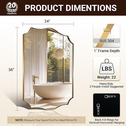 ANDY STAR Bathroom Vanity Mirror, 24x36 Irregular Wall Mirror, Asymmetrical - Image 2