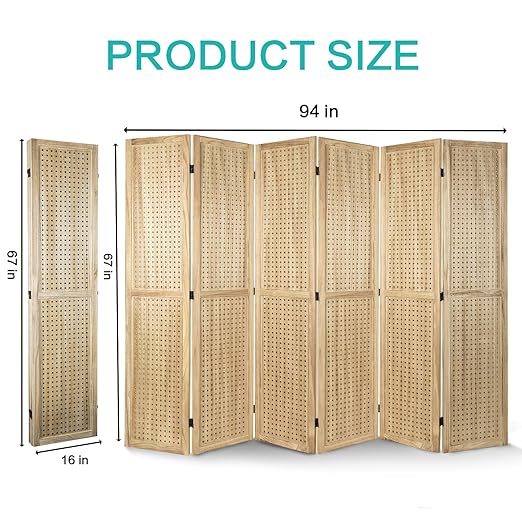 Babion 6 Panel Pegboard Display, Pegboard Room Divider Freestanding Folding - Image 5