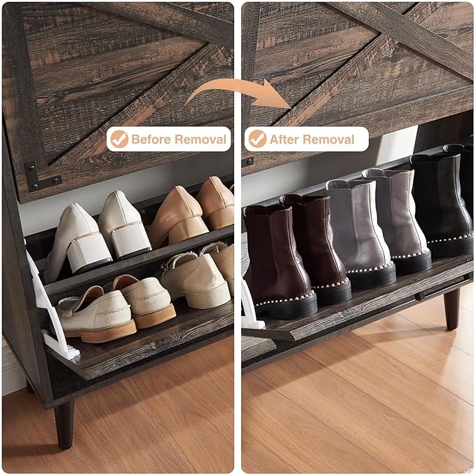 Shoe Storage Cabinet, Farmhouse Shoe Organizer - Image 4