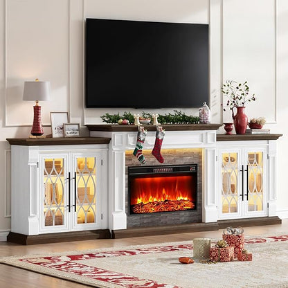 104" Fireplace TV Stand with LED &Outlet by WelcometoLGHMHome