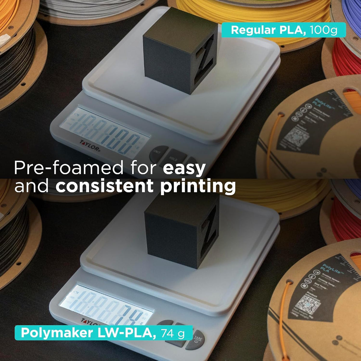 Polymaker LW-PLA 3D Printing Filament 1.75mm, 0.8kg, Wood