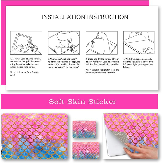 Laptop Skin Sticker Decal, Decorative Waterproof Removable, Mermaid Scale - Image 6