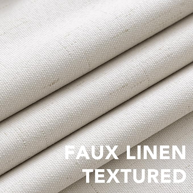 H.VERSAILTEX Primitive Linen Curtains 100% Blackout Curtain Drapes Burlap - Image 4