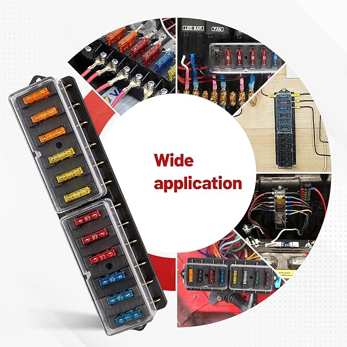RED WOLF Car 10 Way Fuse Block Blade Fuse Box Standard Circuit Fuses Holder Fit - Image 6