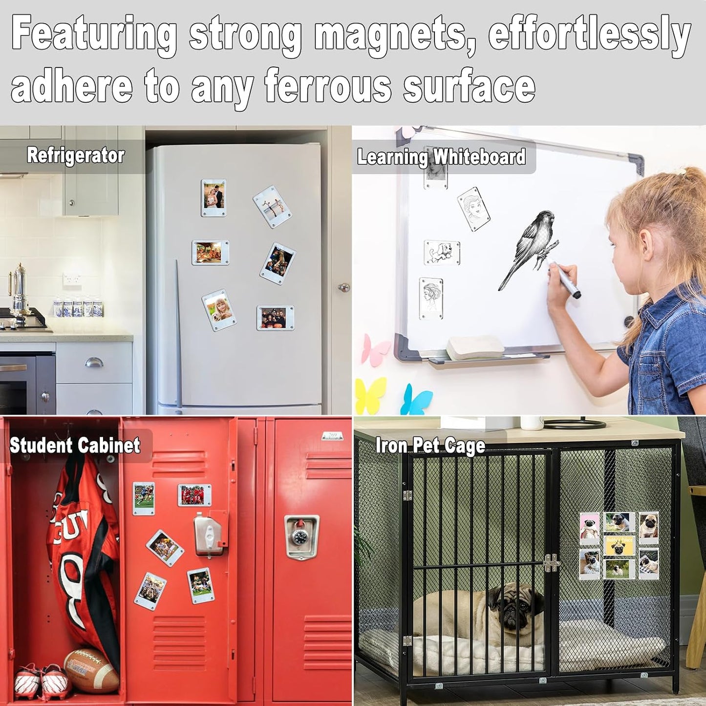 HELPLEX Acrylic Fridge Magnetic Frame, 6 Pack Polaroid Magnet Frame 2.36 x 3.54 Inch Double Sided Refrigerator Magnet Picture Frame for Fujifilm Instax Mini, Clear Photo Display Frames