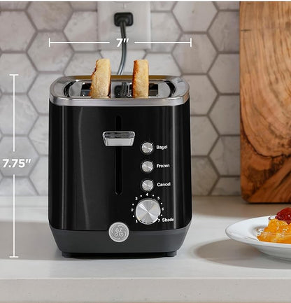 GE 2 Slice Black Stainless Steel Toaster, Extra Wide Slots - Image 2