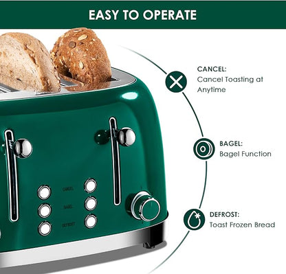 Roter Mond 4 Slice Toaster Retro Stainless Steel - Image 4